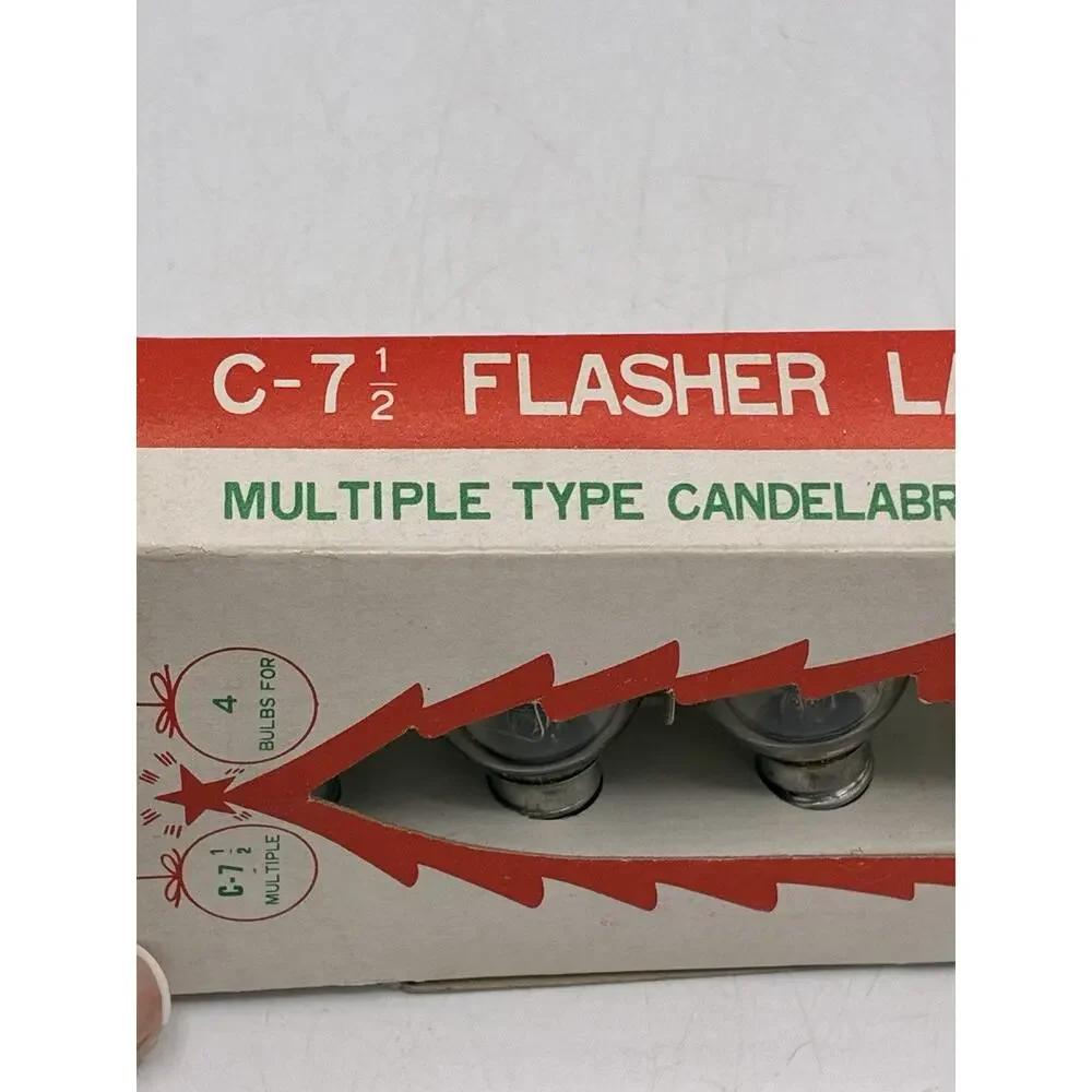 Vintage Timco C-7½ Christmas Flasher Lamps 4 Bulbs Box Korea Candelabra